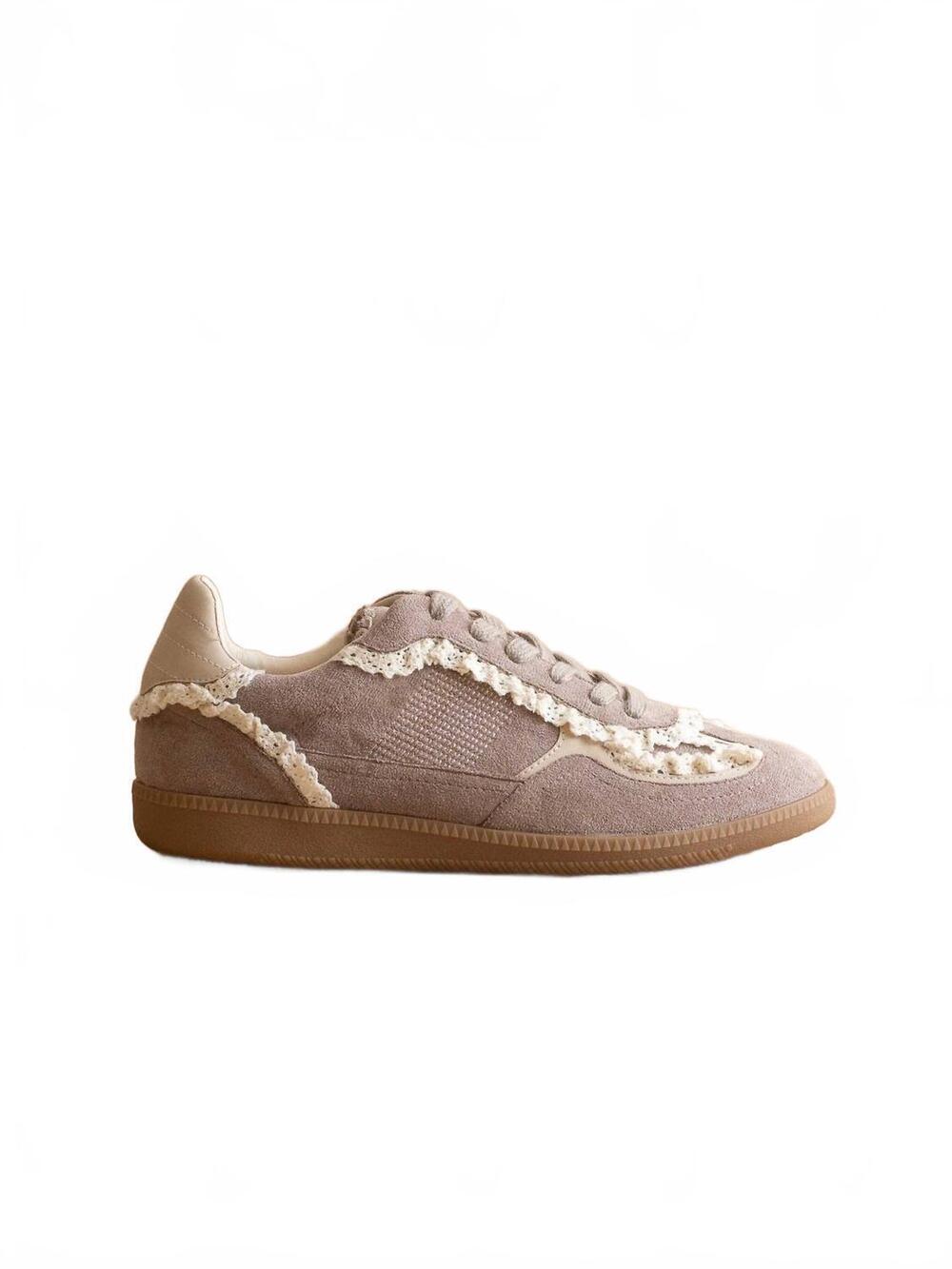 NEW OASIS SOCIETY women's april lace-trimmed retro sneaker in dark grey